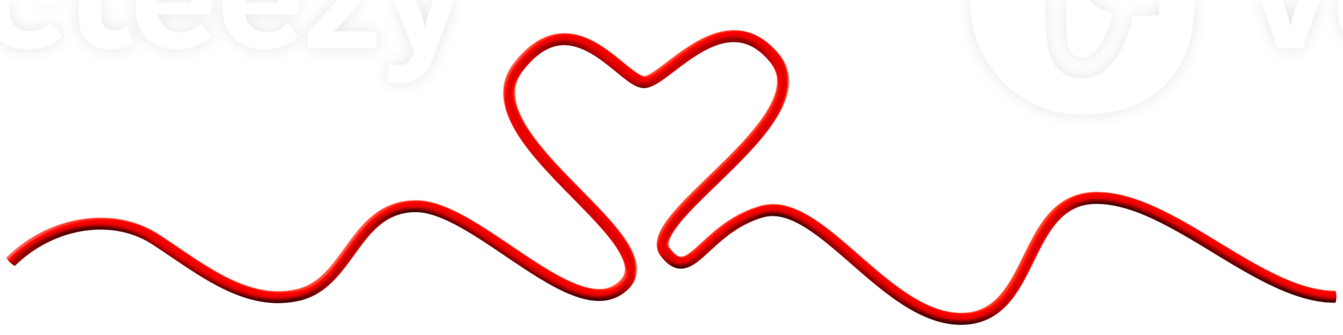 Long red ribbon in heart shape, with elegant curves, on transparent background. Perfect for Valentine's Day, wedding invitations, romantic designs, greeting cards. Footer, header or divider. 3D. png
