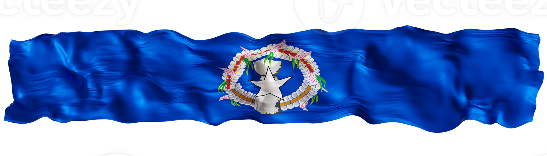 Stylized flag of Northern Mariana Islands on transparent background. Footer, header or divider. Cut out wide, panoramic element. Banner for patriotic themes or national event promotions. 3D. png