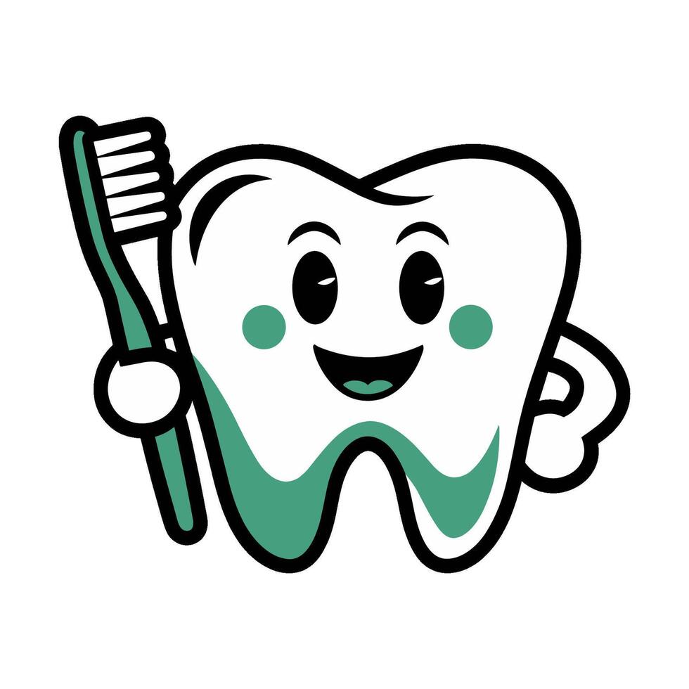 cute character of tooth with brush on dentistry theme vector