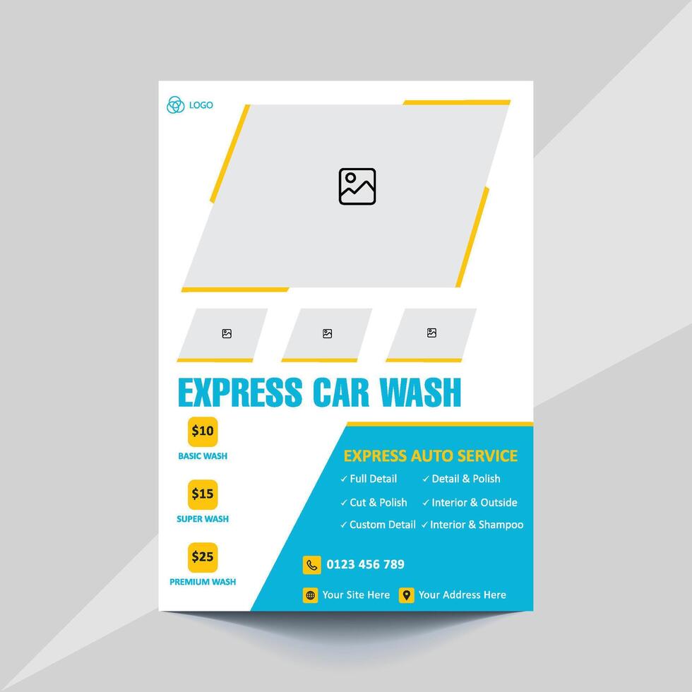 Car Wash Service Flyer Template Editable and Print Ready vector