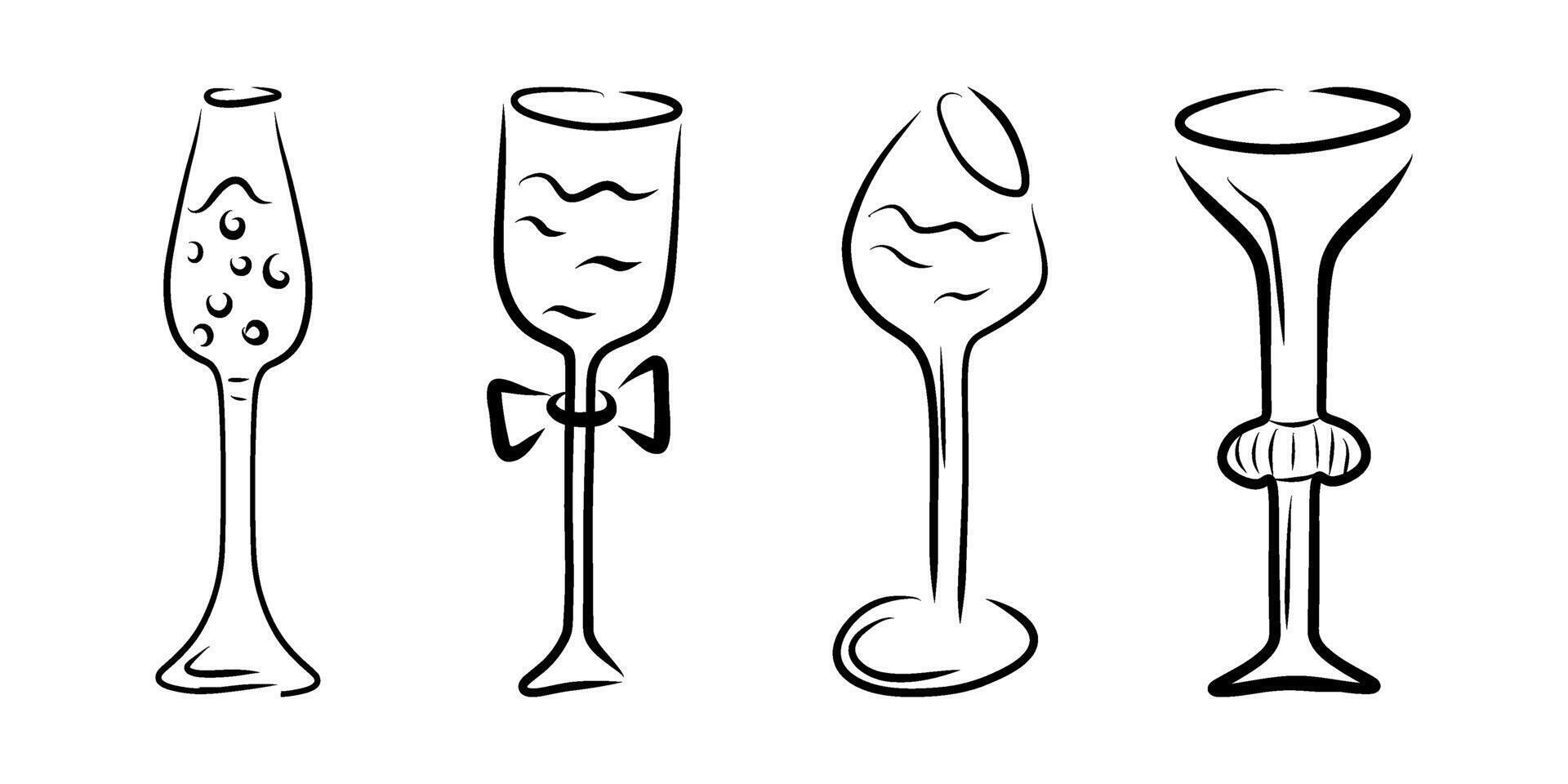 Set of hand drawn glasses, doodles glasses set vector
