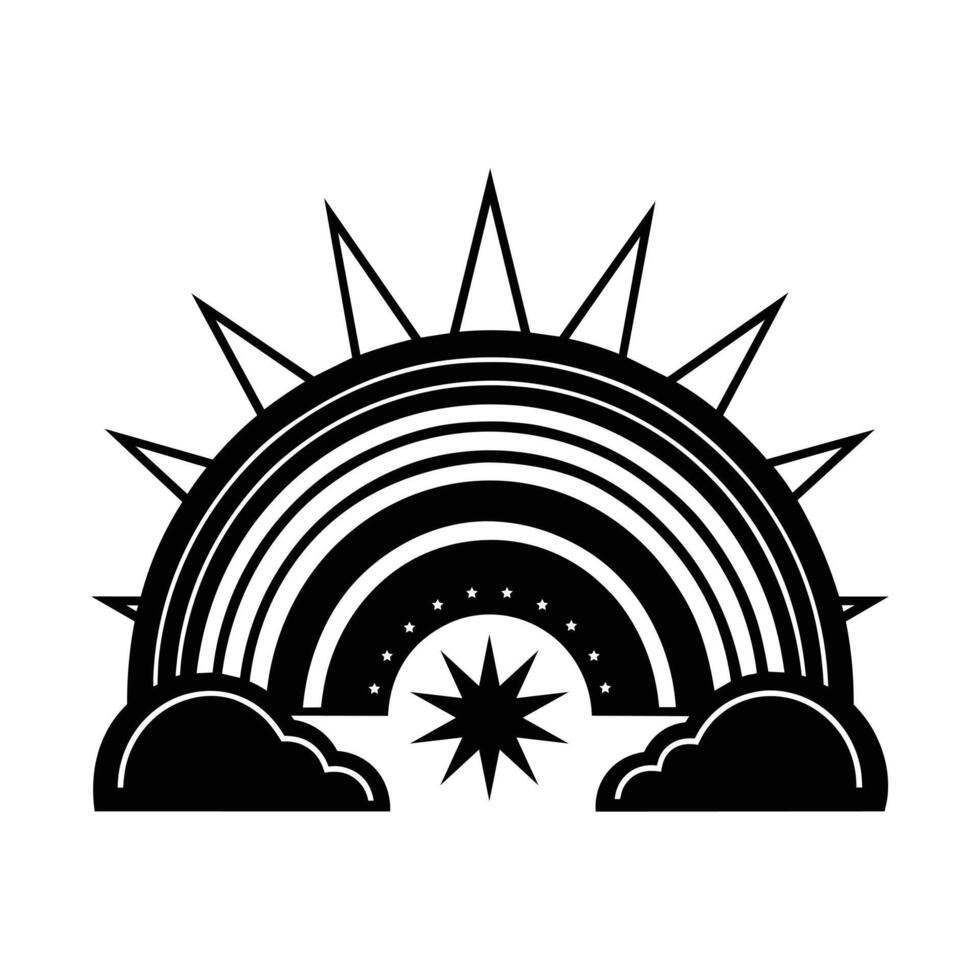 Rainbow silhouette with star vector