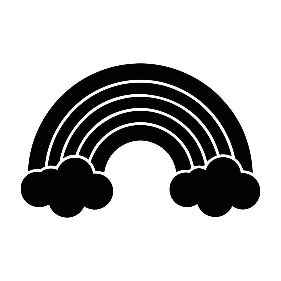 Rainbow silhouette illustration with cloud vector