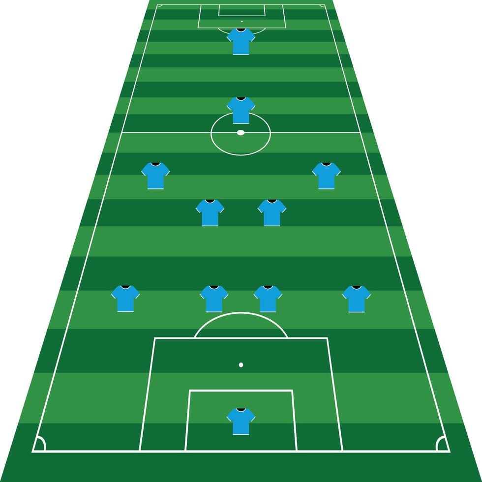 soccer field in perspective with tactics vector