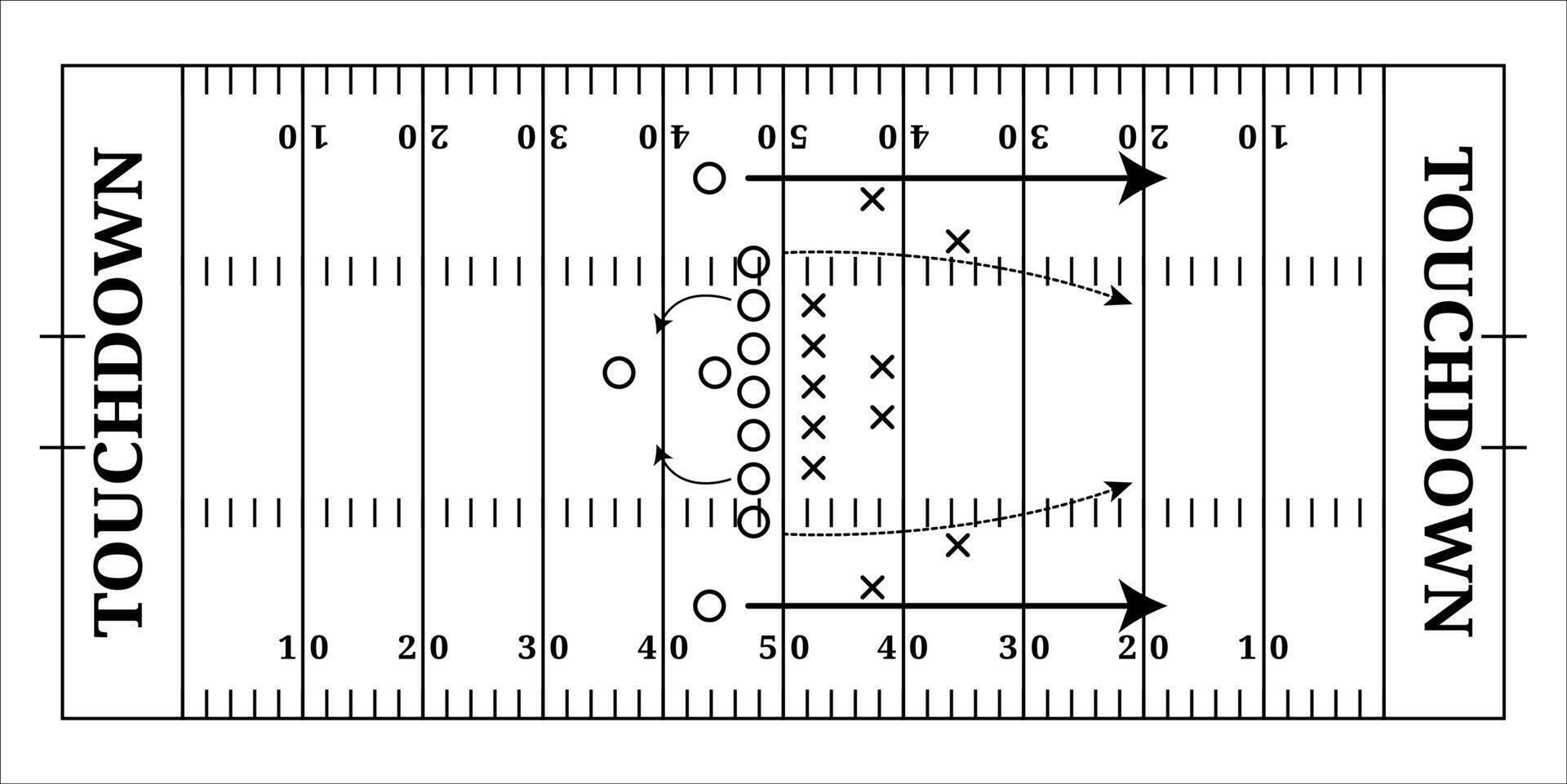 Board American football field white, top view vector