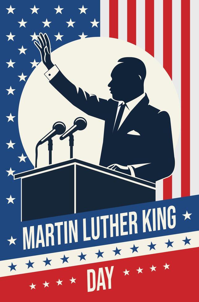 MLK or Martin Luther King illustration in flat design vector