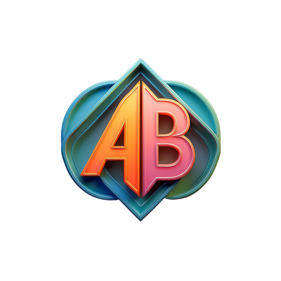 Abstract AB Logo with Rainbow Gradient png