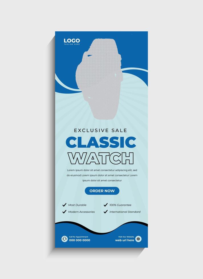 Modern Watch Sale roll up banner or standee design vector