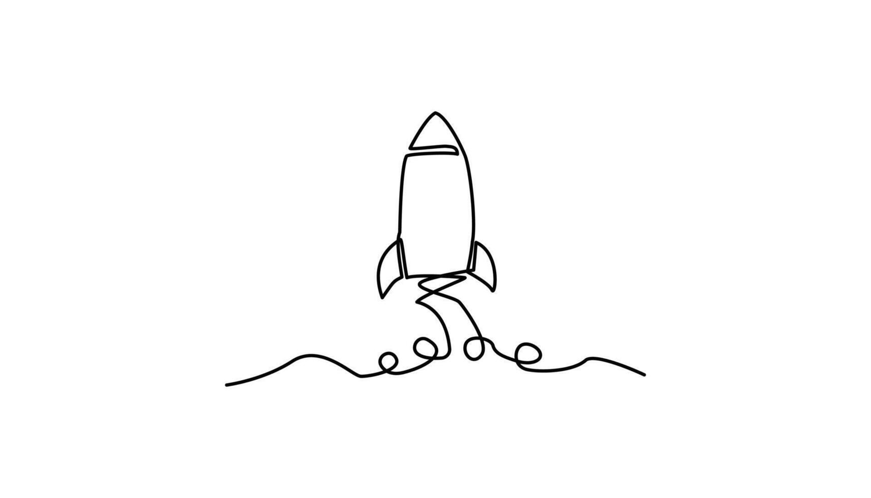 rocket spaceship continuous one line drawing vector
