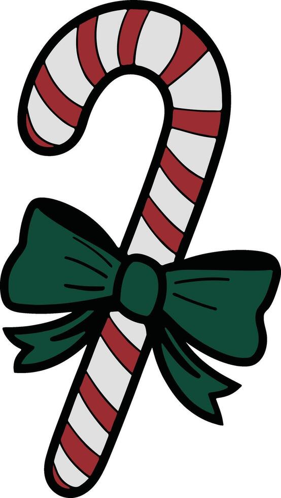 Red Ribbon Wrapped Candy Cane Artwork vector