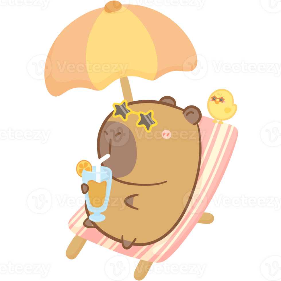Capybara with deck chair png