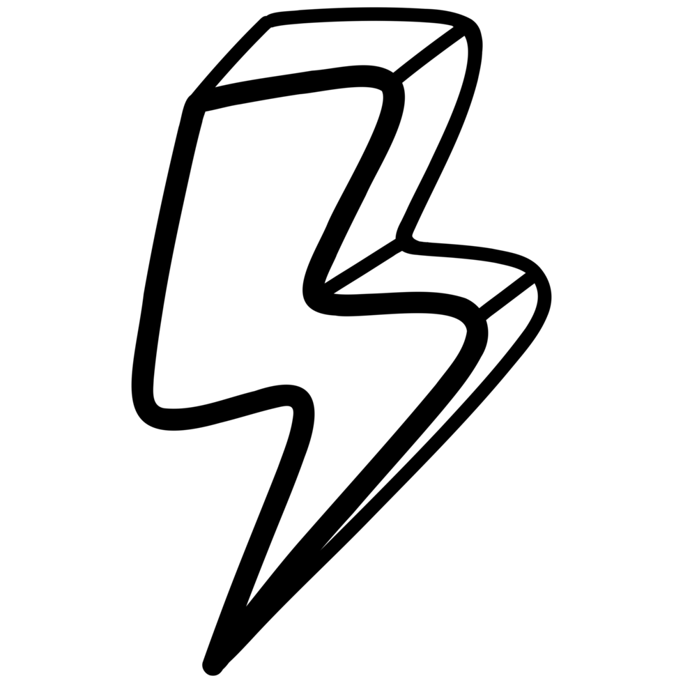 Black lightning doodle png