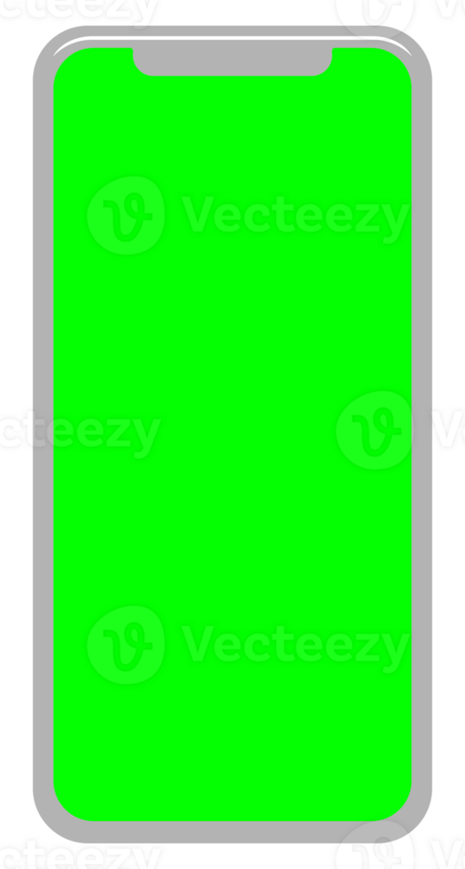 Front View of the Smartphone Silhouette in Green Screen, can use for mock up, apps, website, pictogram, logo gram, art illustration or graphic design element png