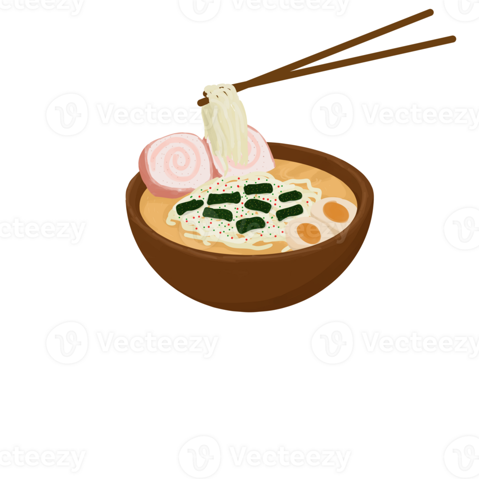a bowl of ramen with chopsticks on top of it png