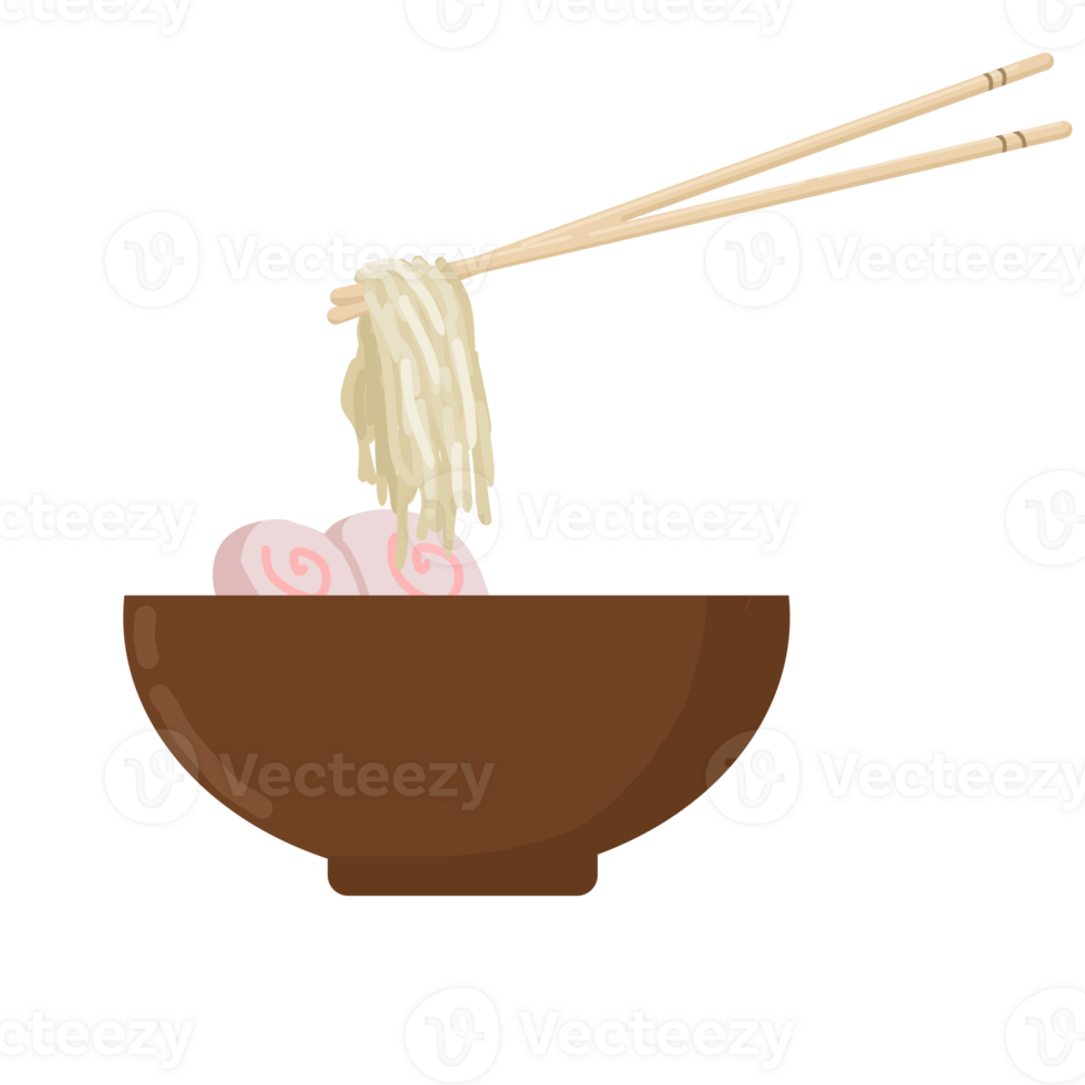 noodles with chopsticks in a bowl icon, isolated on transparent background png