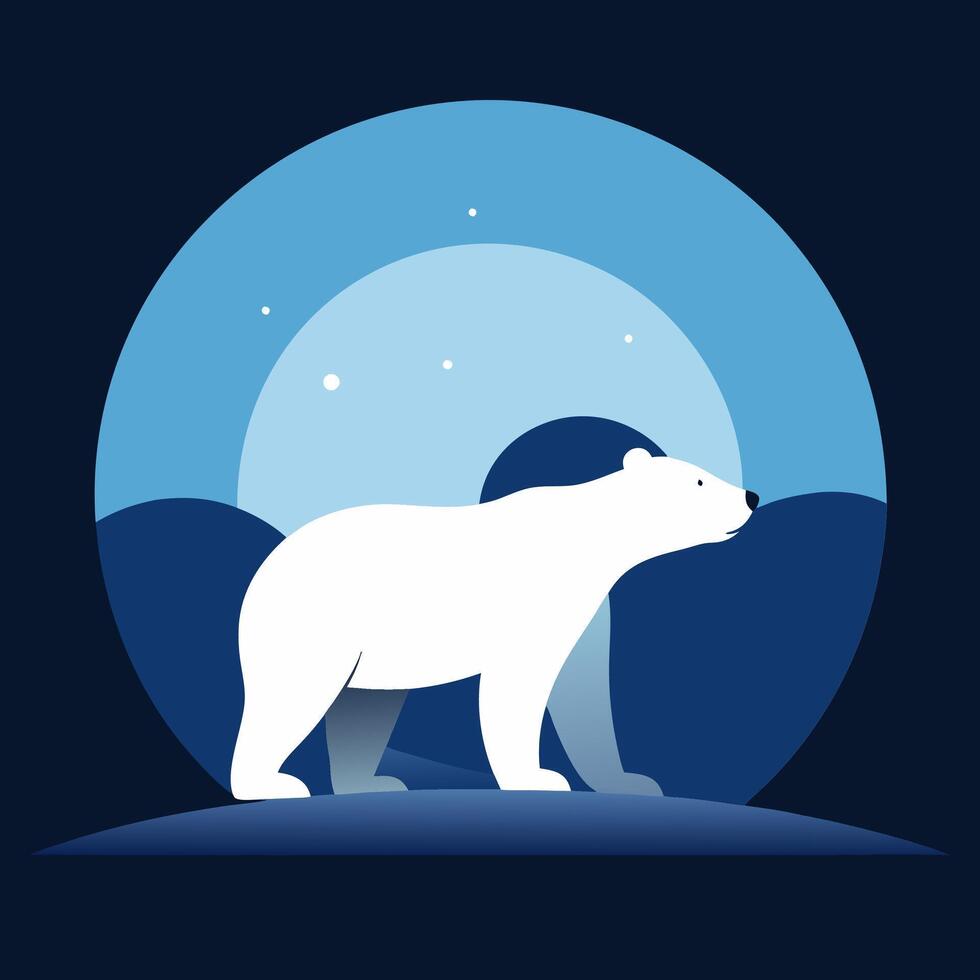Polar Bear Illustration for Business Use Featuring Minimalist Design and Cold Colors vector