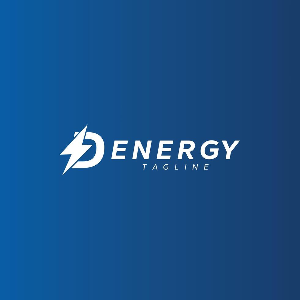 D letter Thunder Bolt logo vector