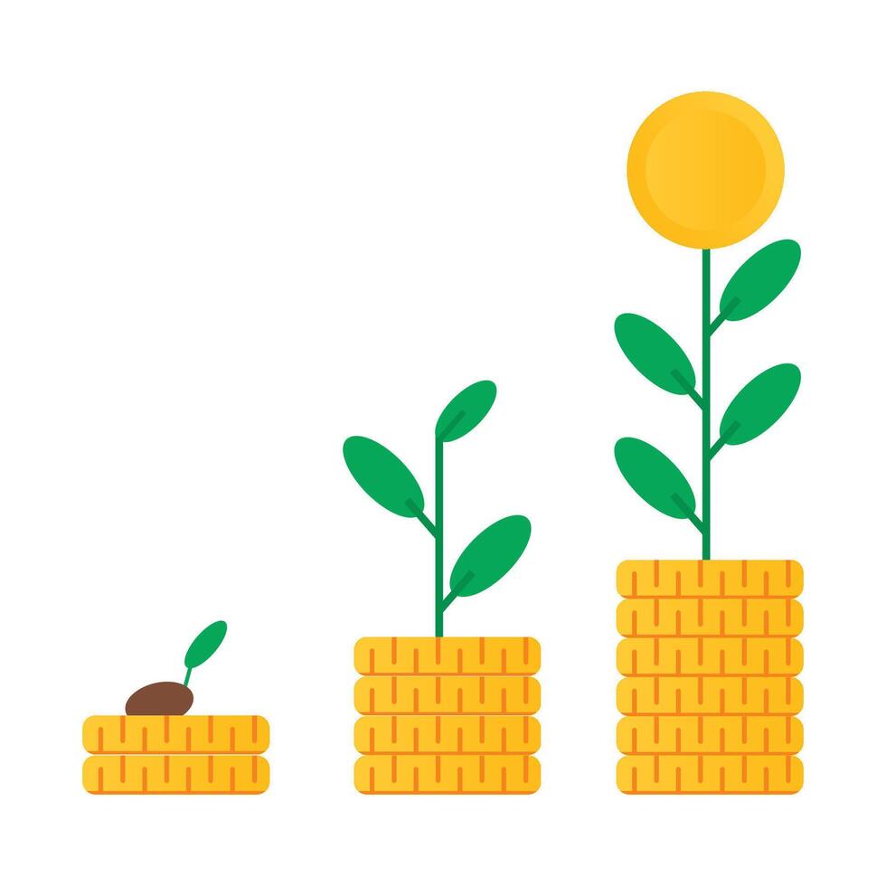 Accurate Piles of Coins Growing Up vector
