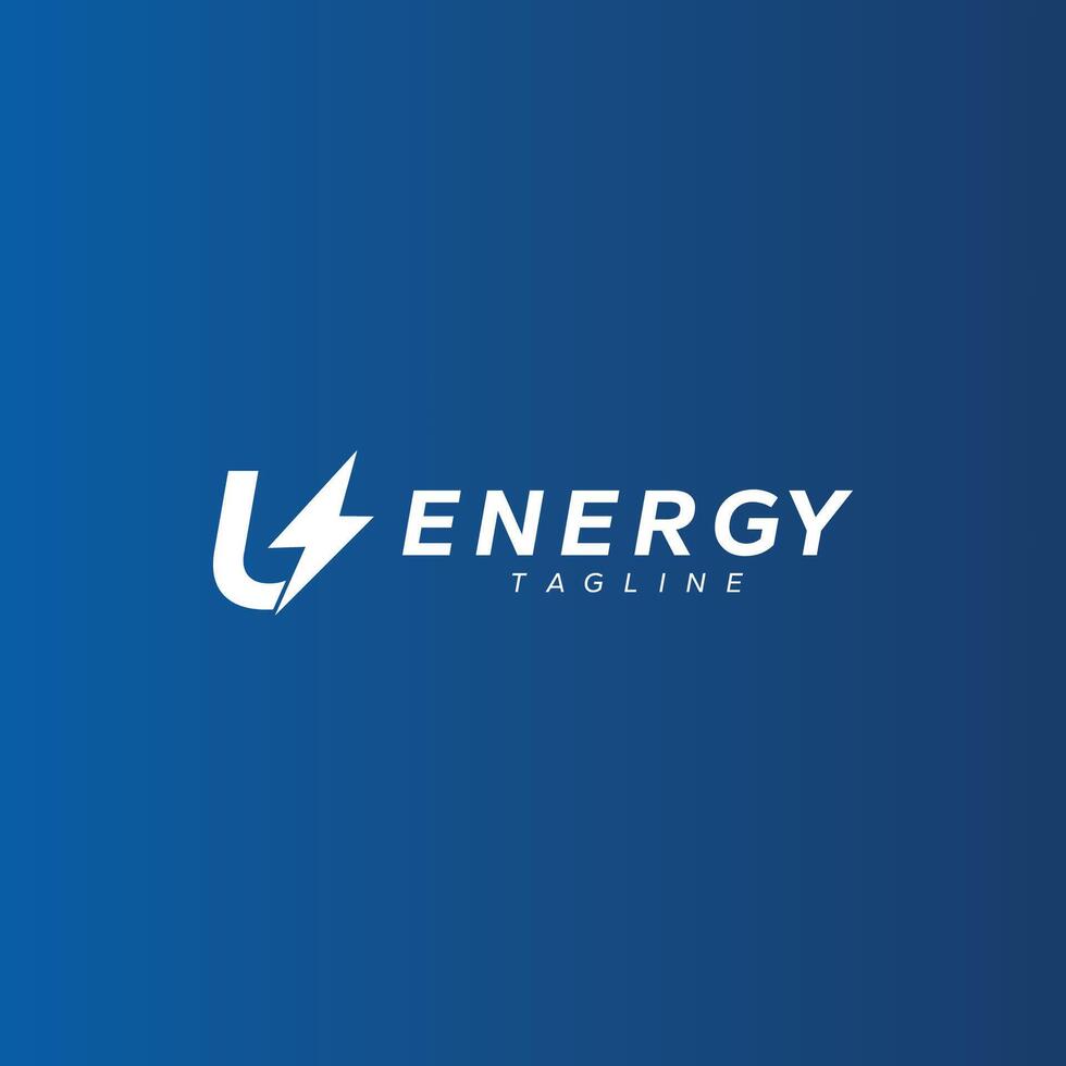 U letter Thunder Bolt logo vector