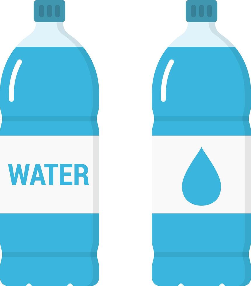 Plastic bottles with water, flat style vector