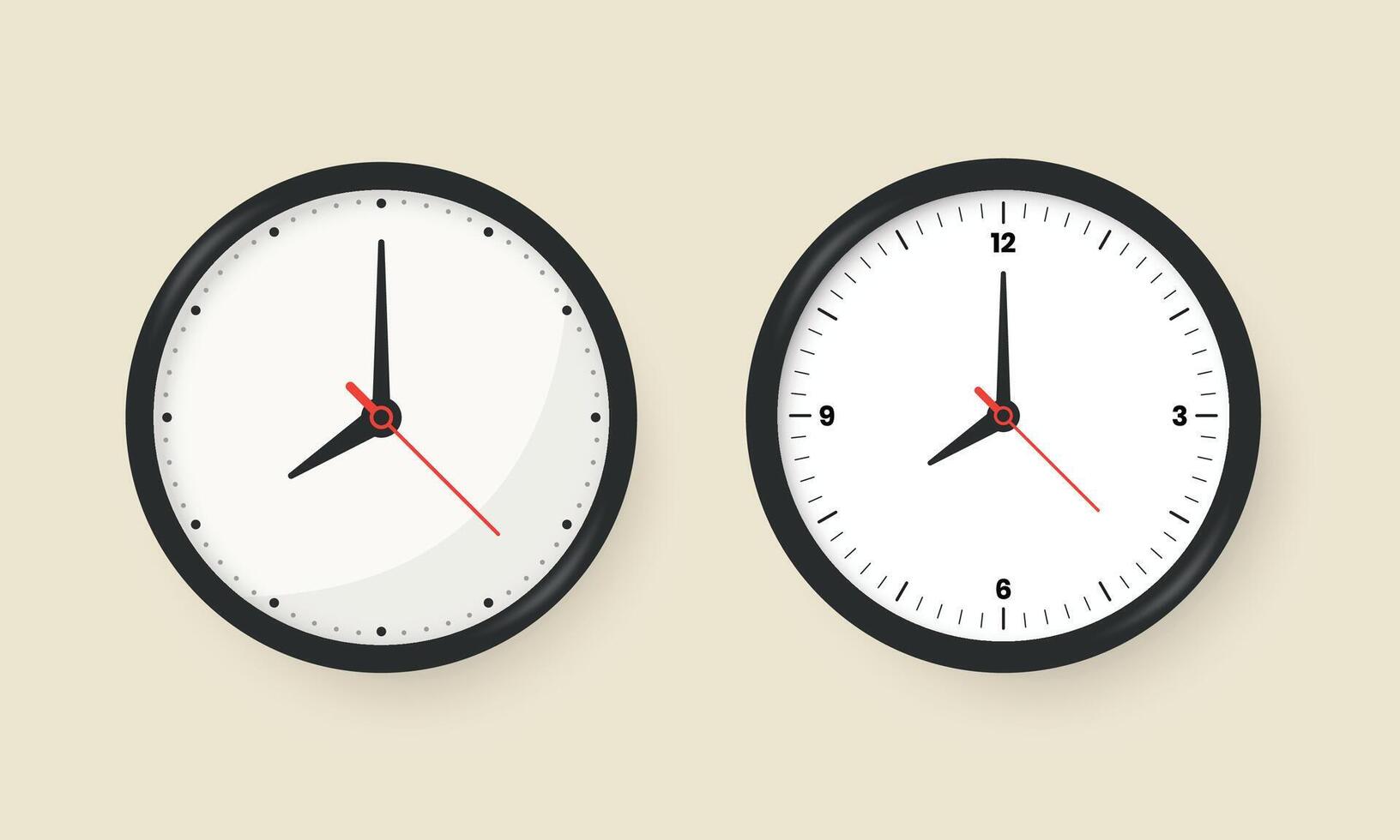 Old analog wall clock realistic minimal illustration design vector