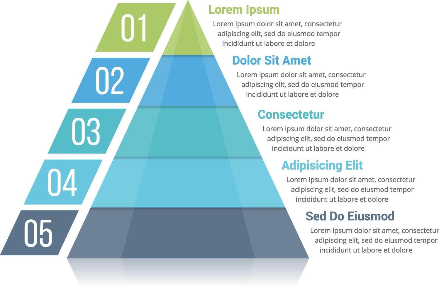 Pyramid infographic template with five segments vector