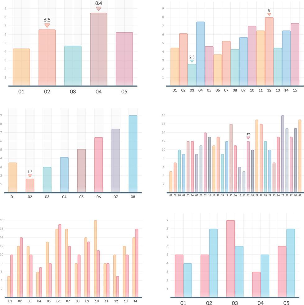 Set of transparent bar graphs, business infographics vector