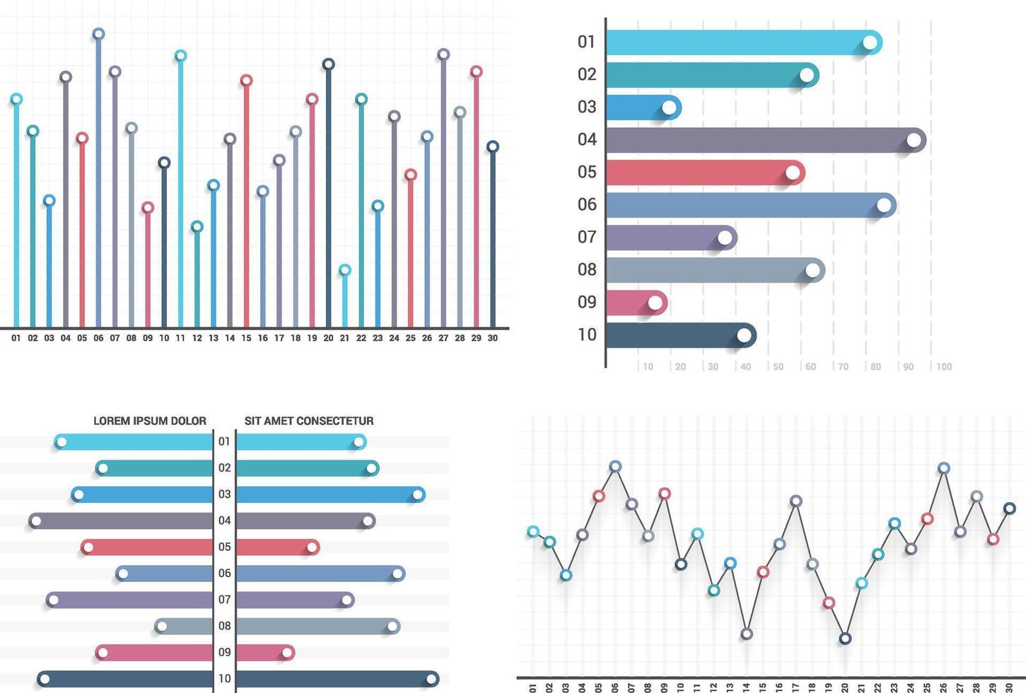 Bar and line graphs vector