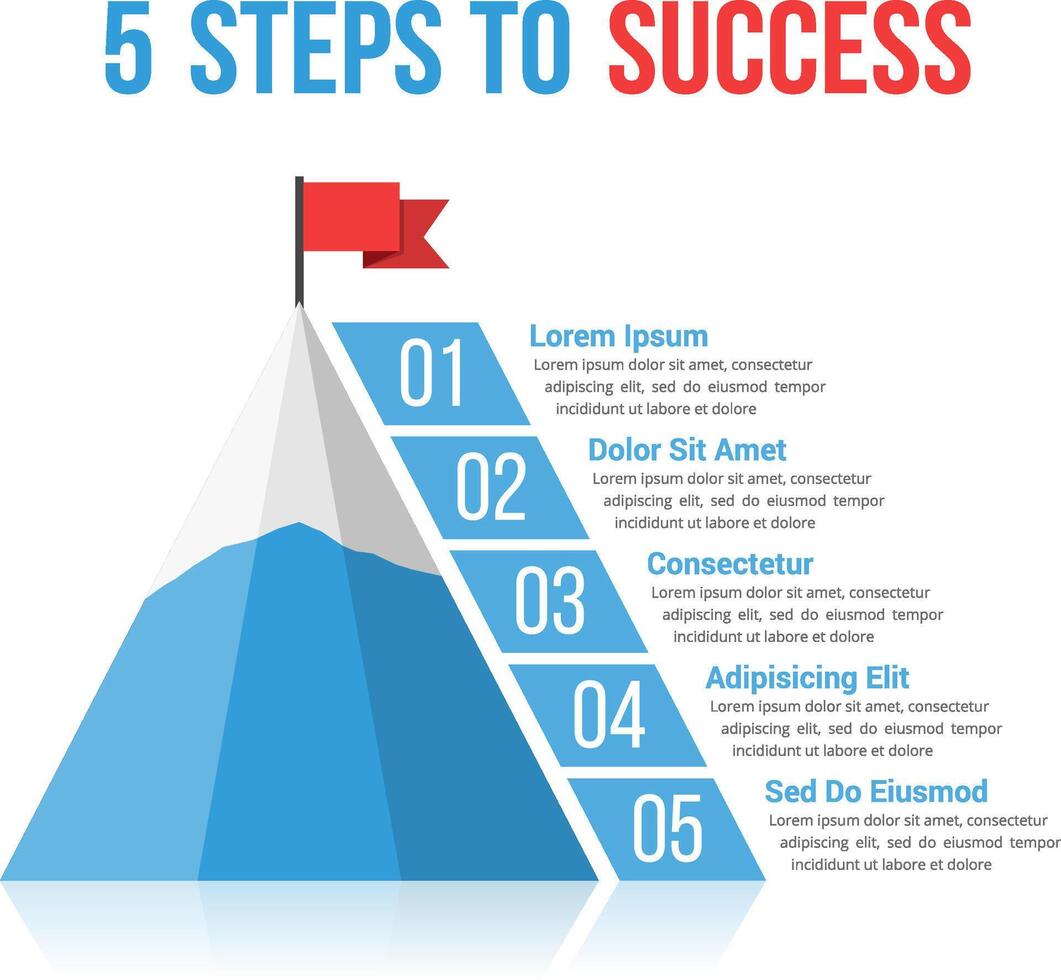 5 Steps to success infographics, leadership or motivation concept vector