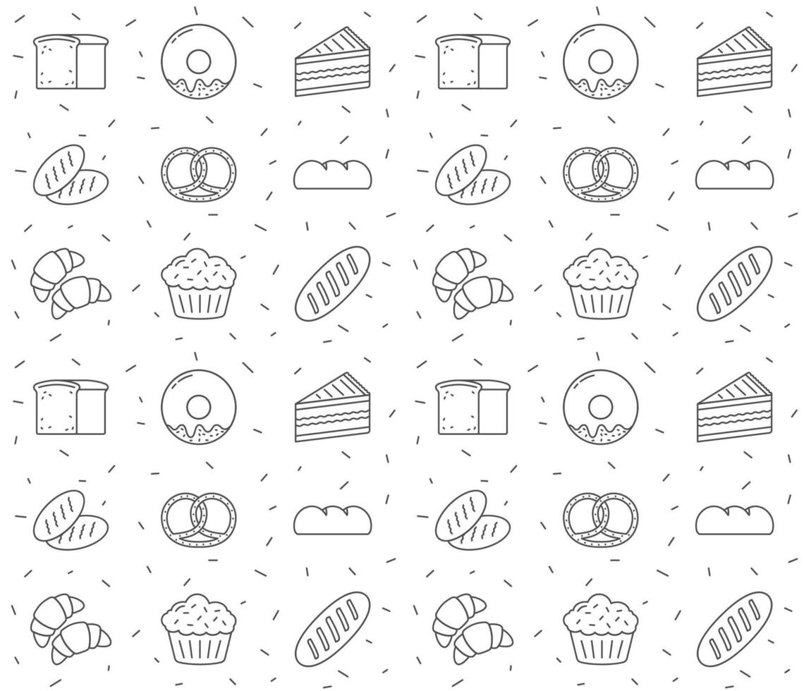 Seamless pattern for bakery with line icons vector