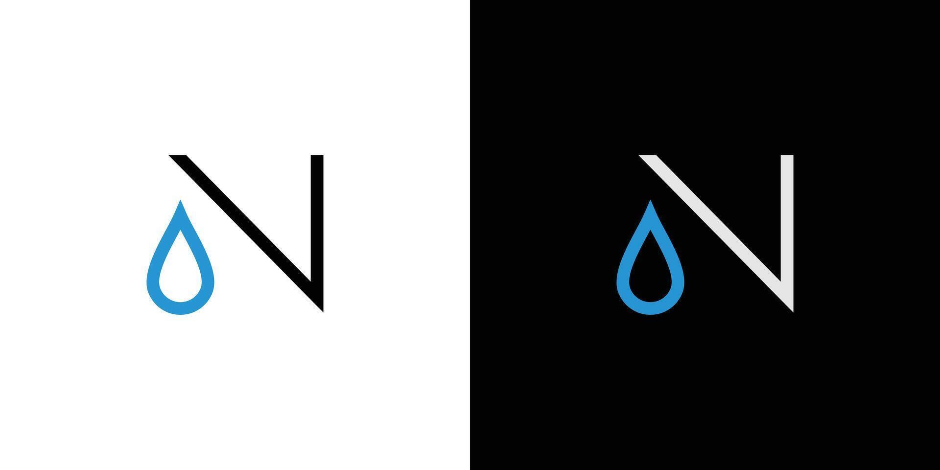Simple Minimalist Letter N Design with Blue Water Drop Emphasis vector