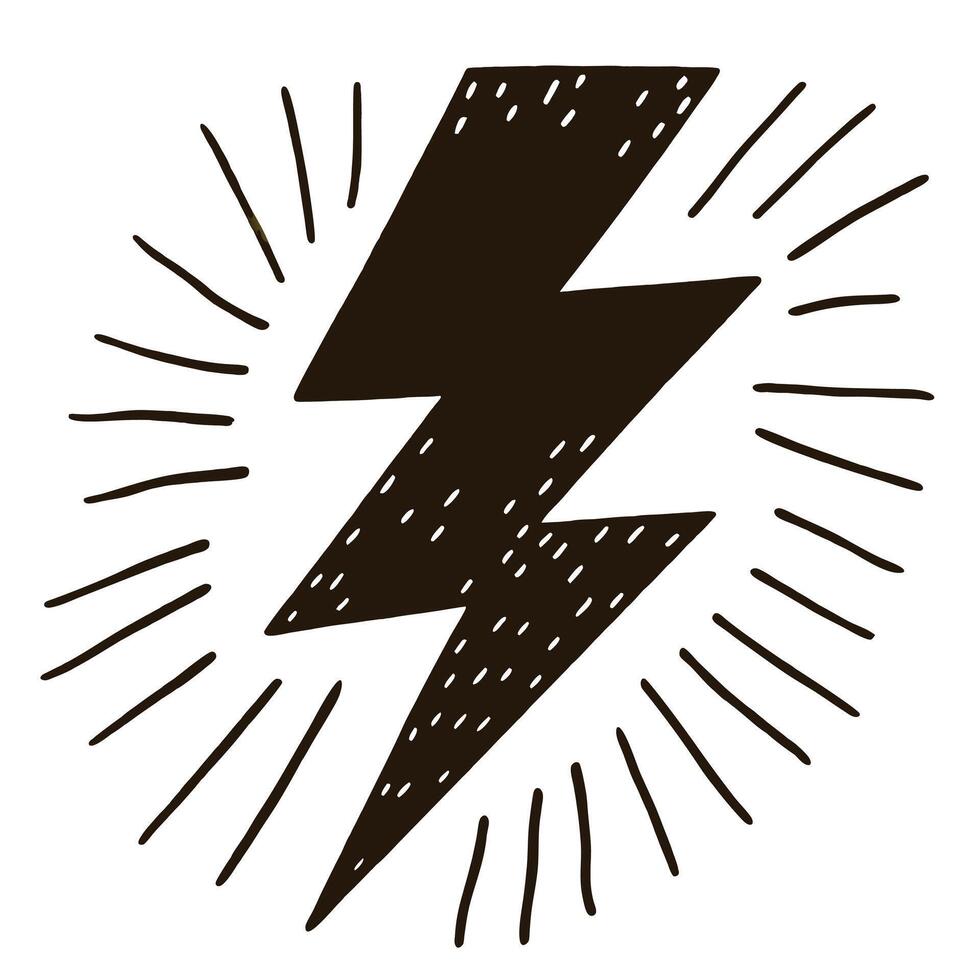 lightning bolt silhouette in black on a white background art. vector