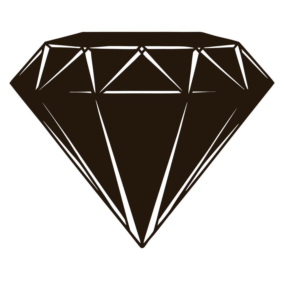 diamond icon silhouette in black on a white background art. vector
