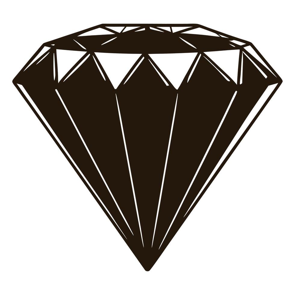 diamond icon silhouette in black on a white background design. vector
