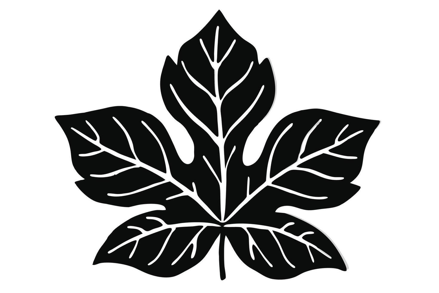 leaf silhouette silhouette in black on a white background art. vector