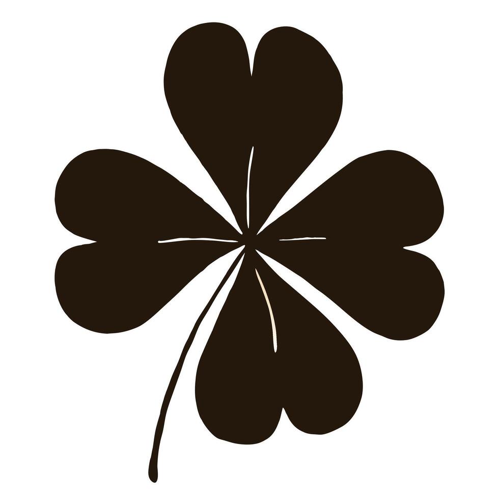 clover silhouette in black on a white background art. vector
