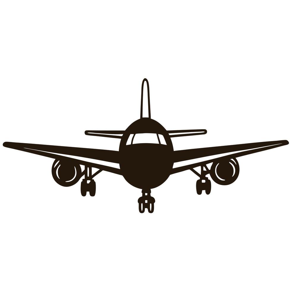 airplane silhouette in black on a white background. vector