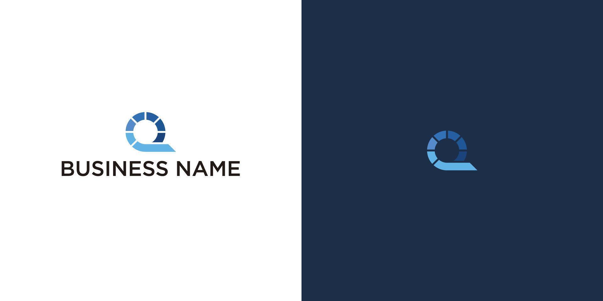 Abstract logo design concept with letter Q and circular elements in blue and white. vector