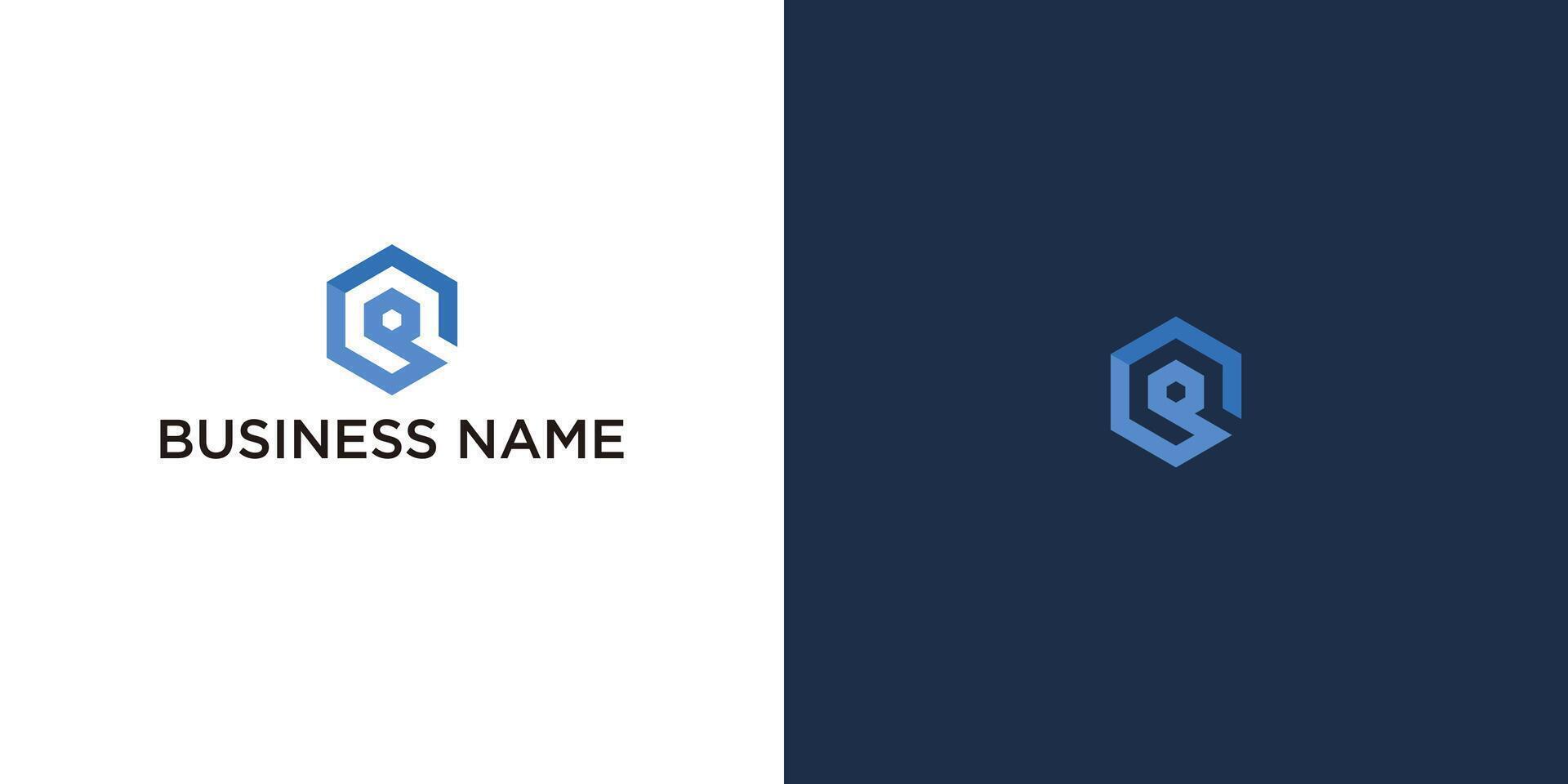 Abstract logo design on white and dark blue background vector
