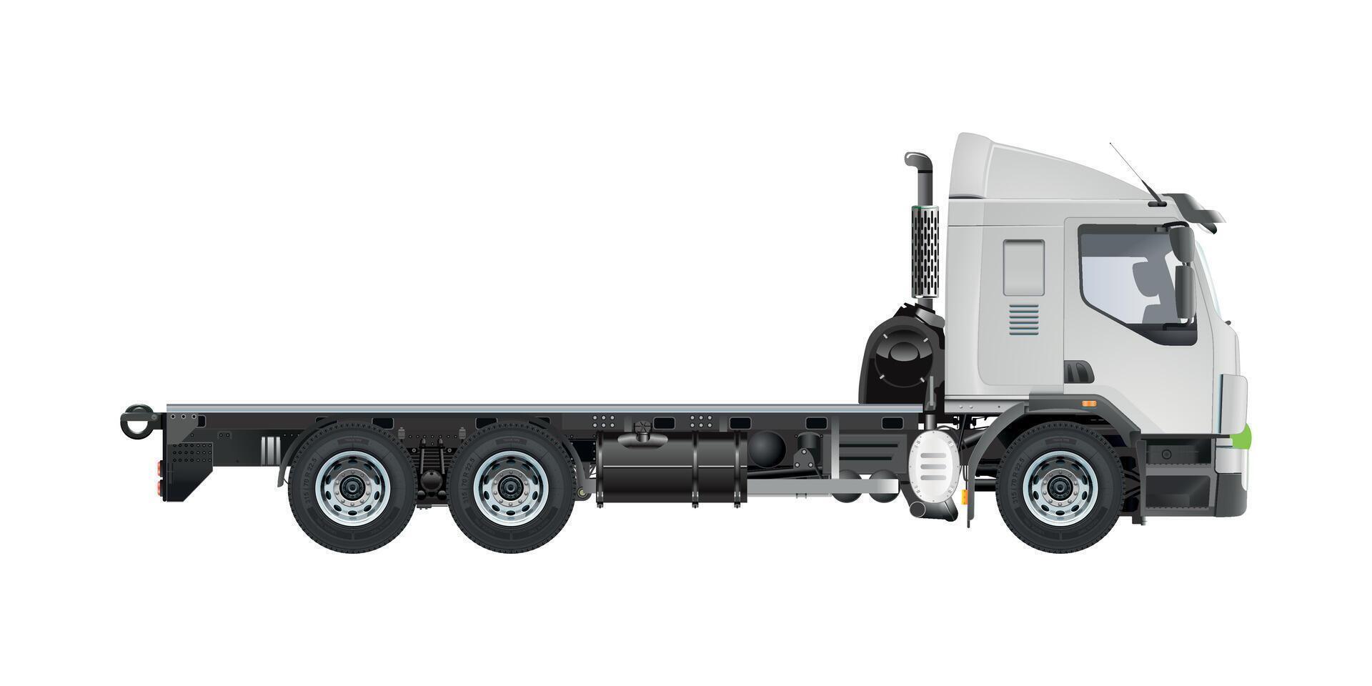 Truck Medium Trailer cargo without container box 3D illustration vector