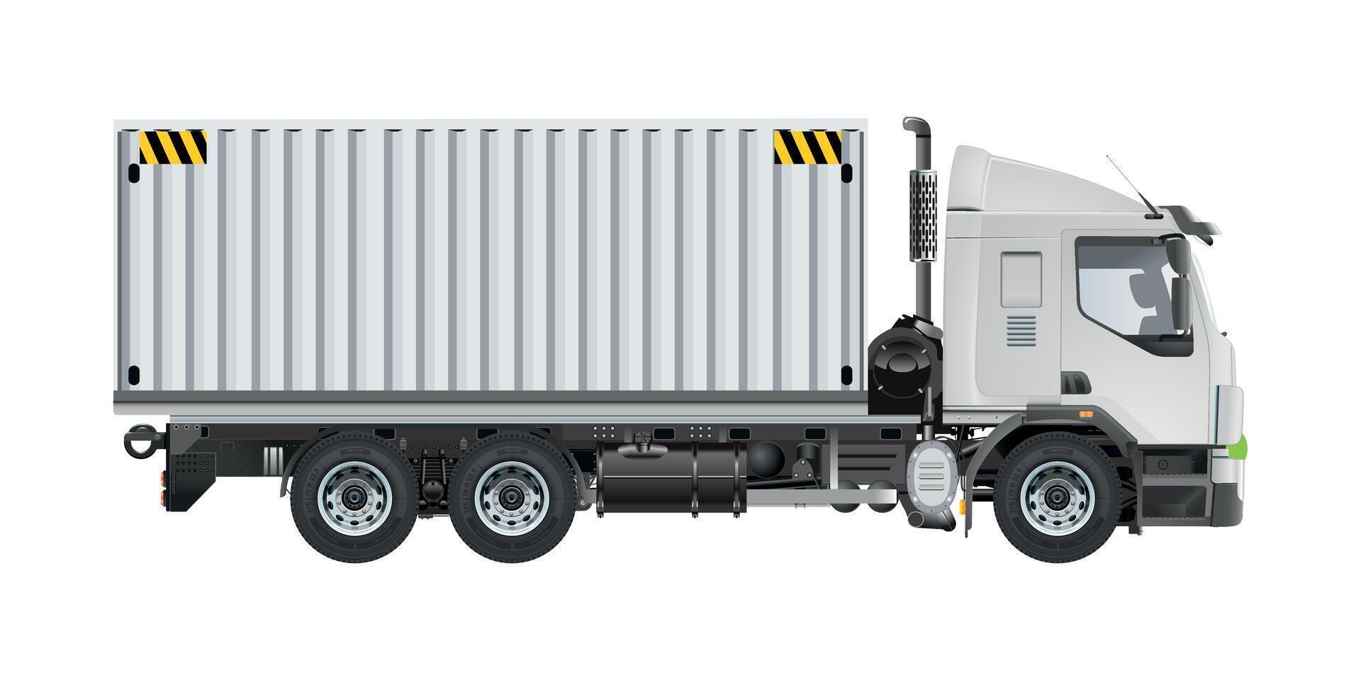 Medium truck trailer cargo container box logistic delivery service 3D illustration vector