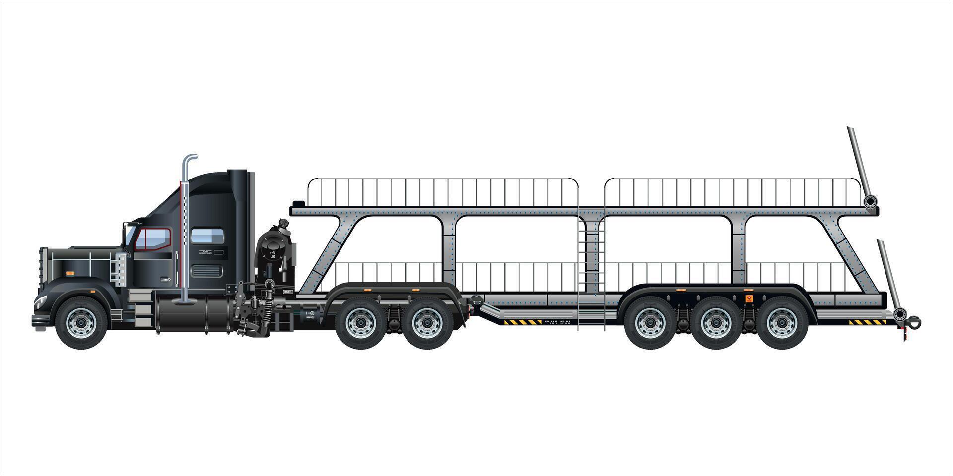 Carrier car trailer big rig car hauler semi trailer truck transporting cars on two levels 3D illustration vector