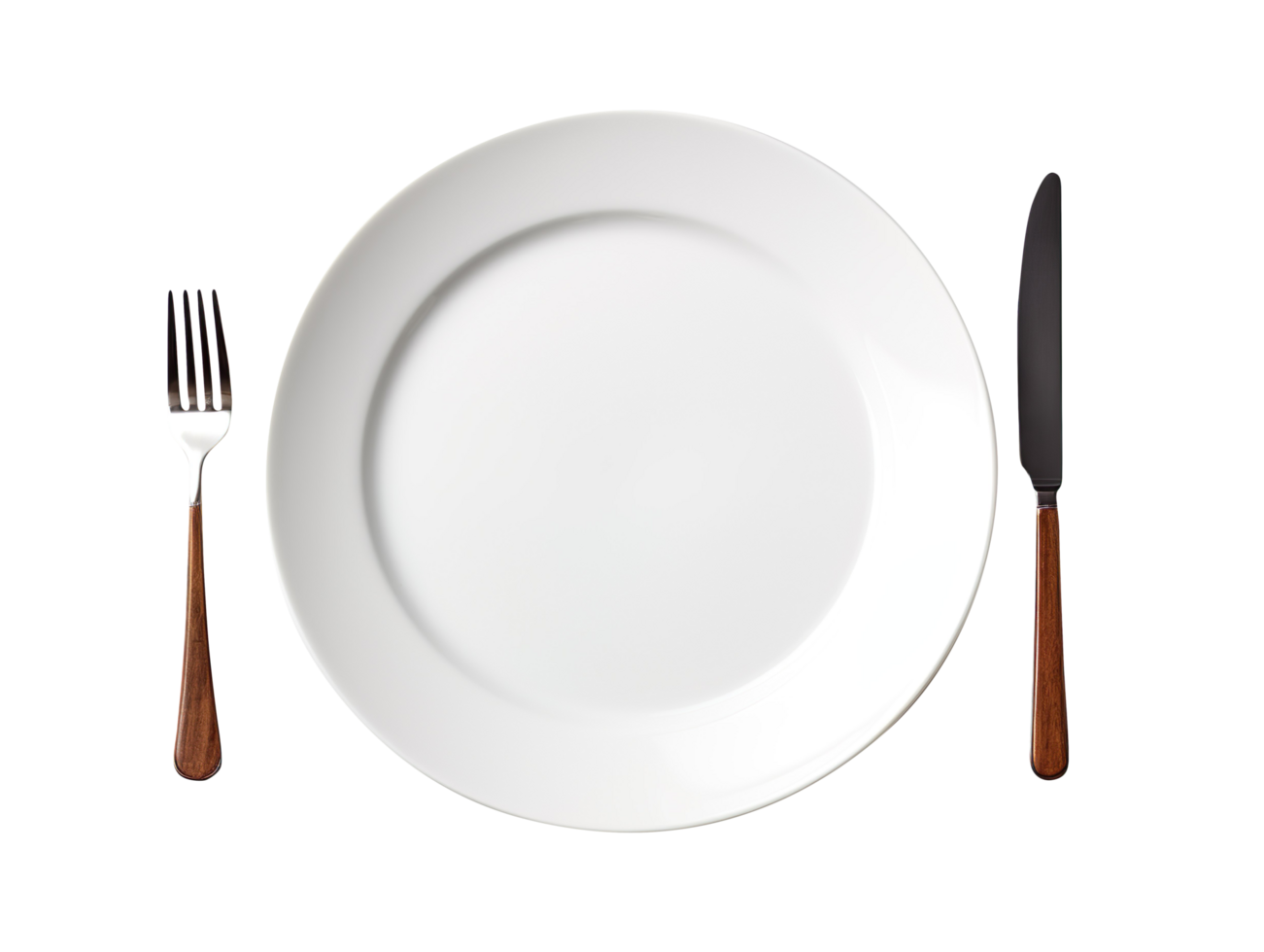 plate and cutlery isolated on transparent background png