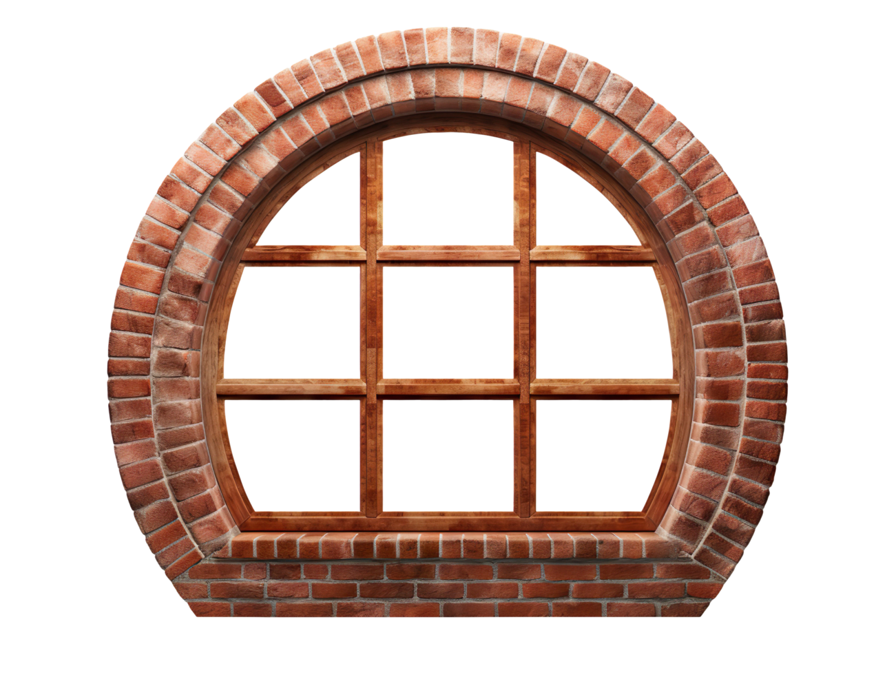 Vintage round brick window isolated on transparent background png