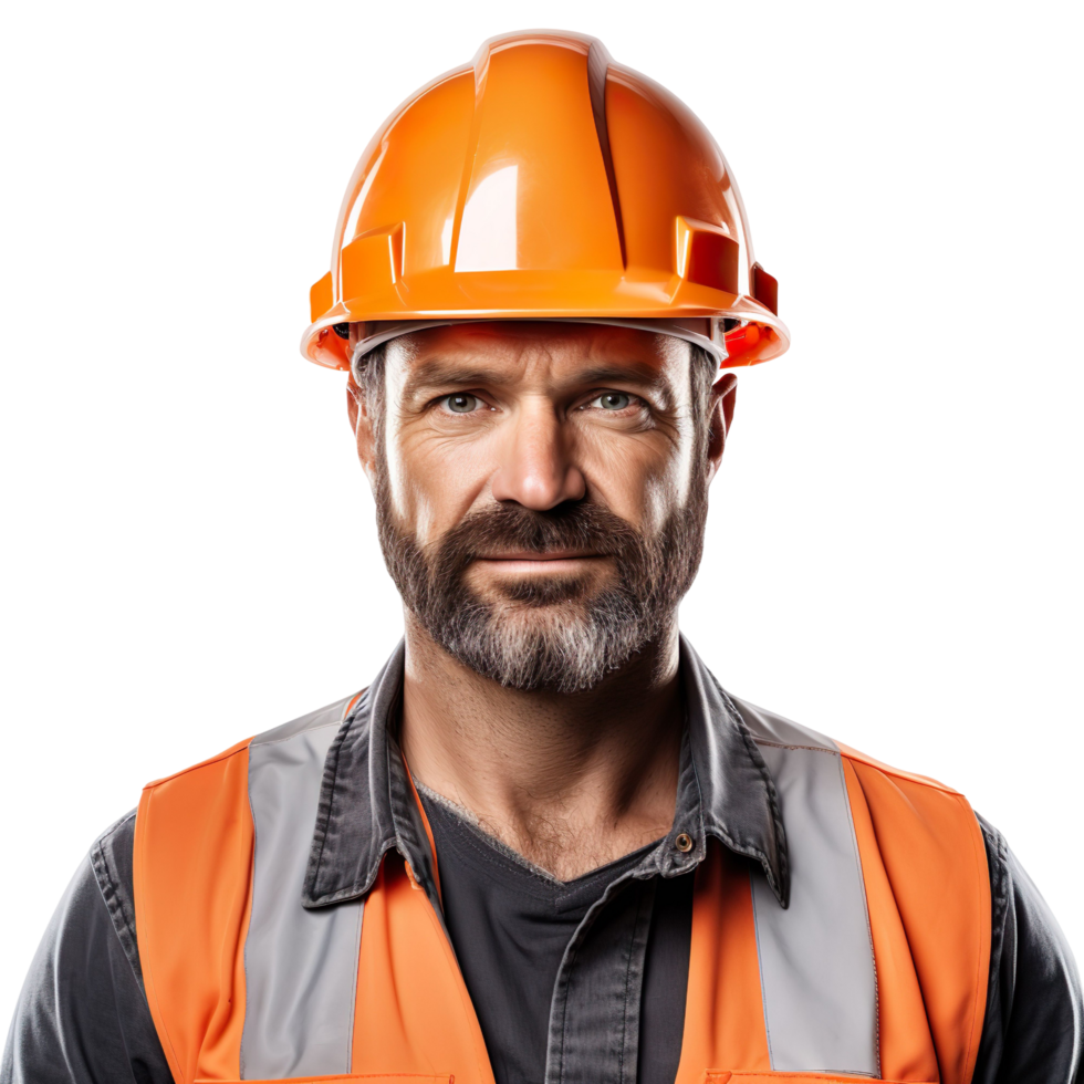 Engineer with helmet isolated on transparent background png
