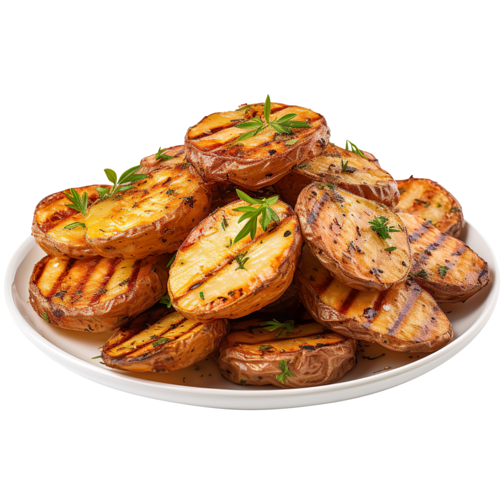 Grilled potatoes isolated on transparent background png