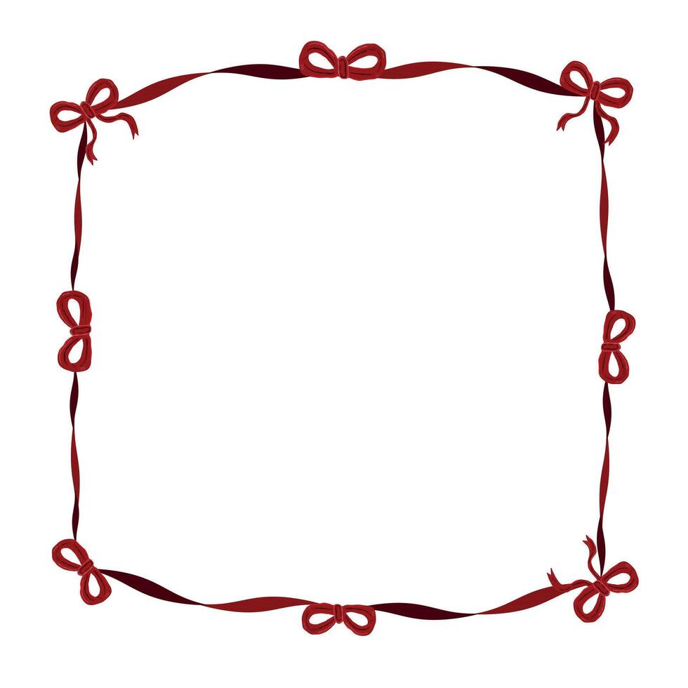 Frame design with hand drawn cute red bows. Valentine'd Day design element vector