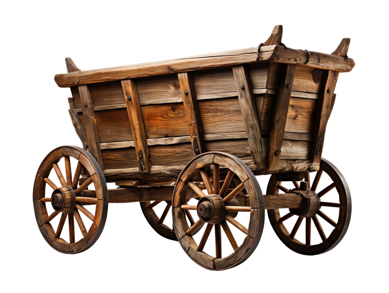 old wooden cart isolated on transparent background png