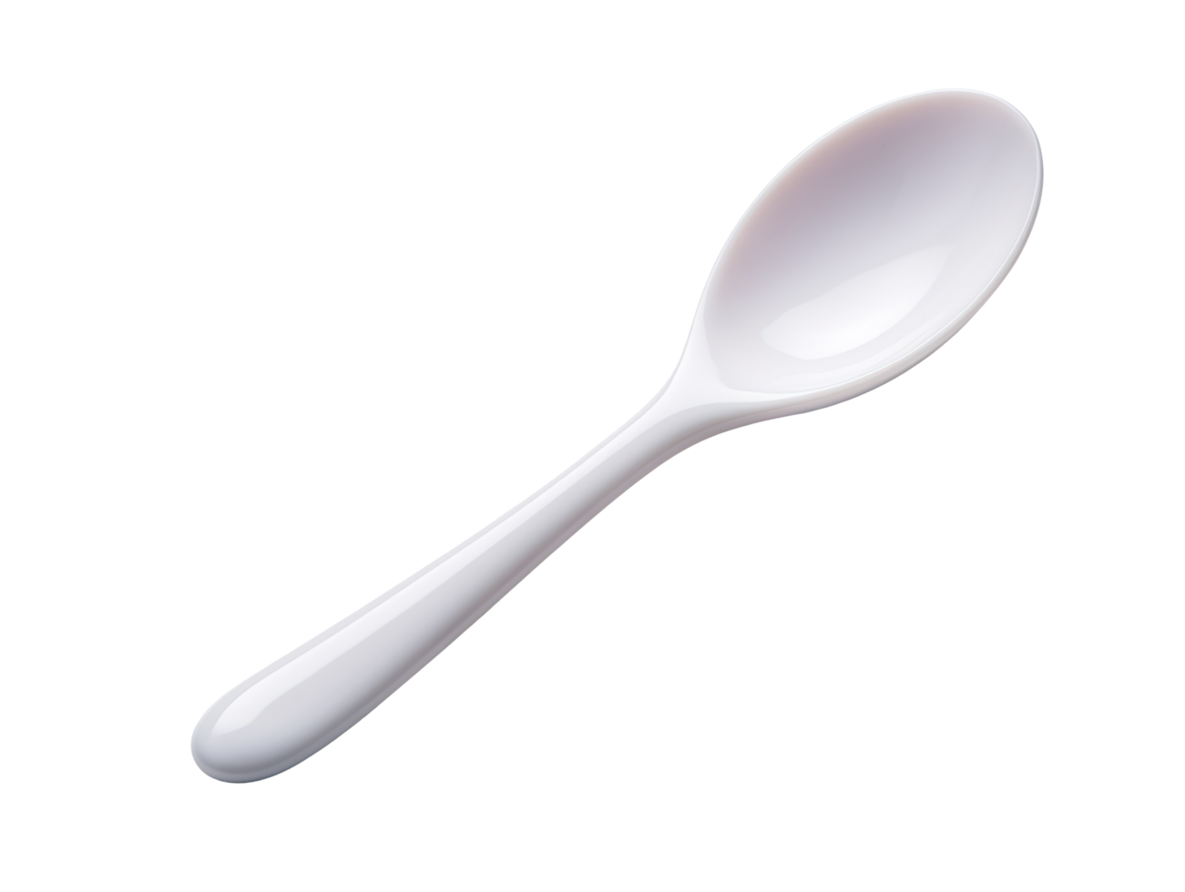 White ceramic spoon isolated on transparent background png