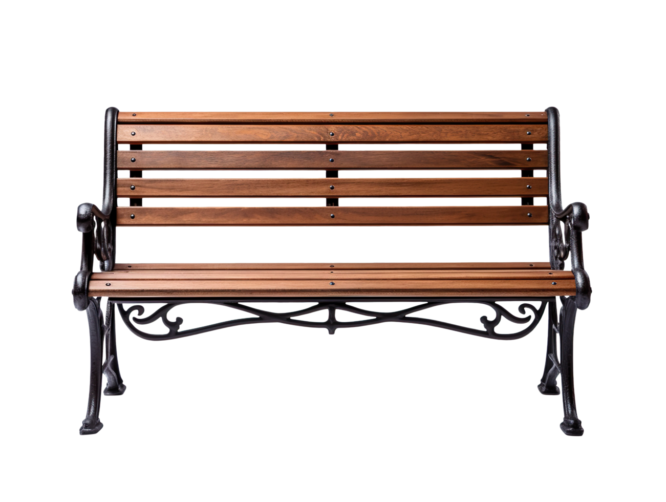 Outdoor park bench isolated on transparent background png